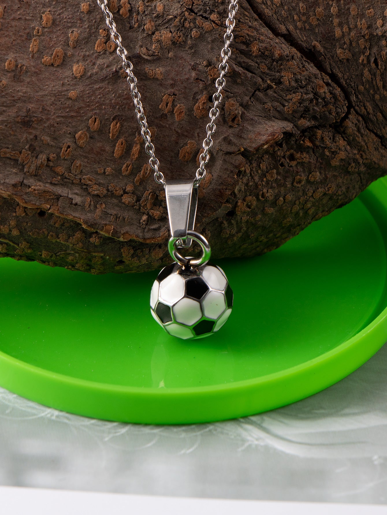 Wholesale Football sports titanium steel men's epoxy pendant